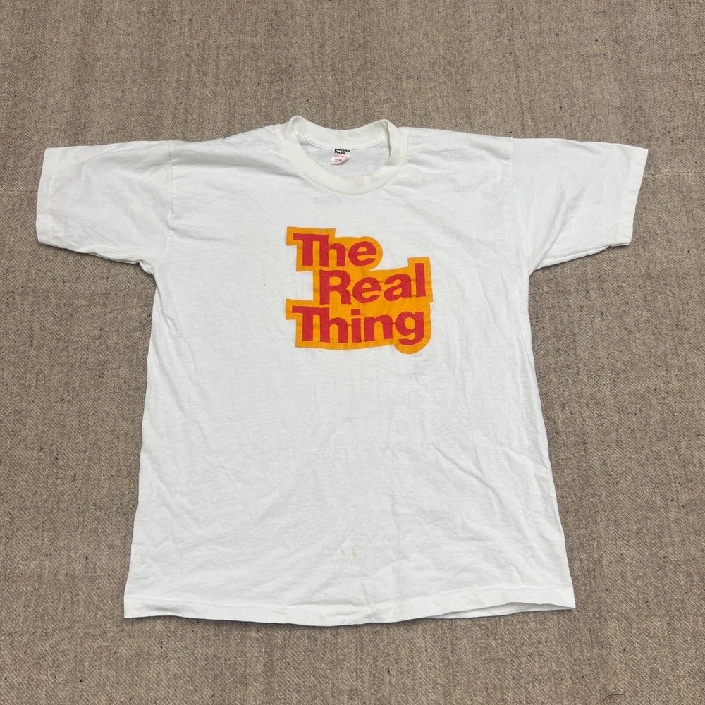 Vintage The Real Thing Shirt Mens Medium White‎ 1970s British R&B Soul Jazz Band